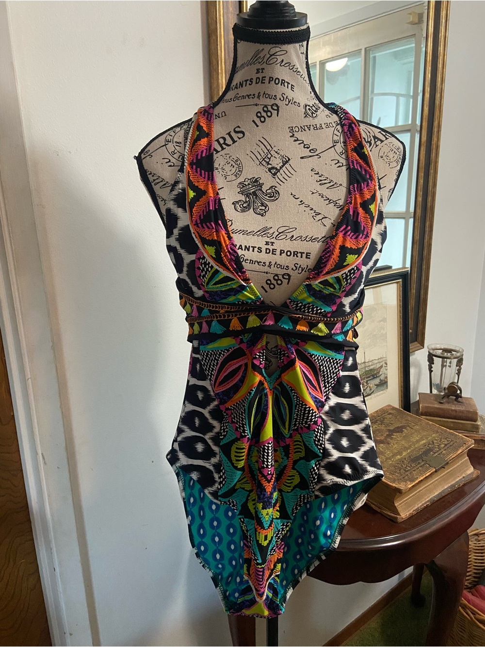 Trina Turk Teal and Blue Patterned Swimwear